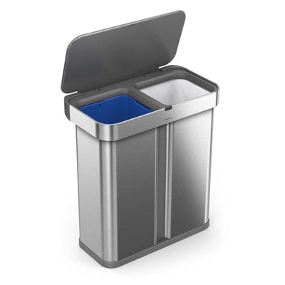 58L dual compartment rectangular sensor can with voice and motion control