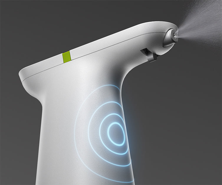 Simplehuman's Sensor Spray that showcases Sensor area to trigger spray. 