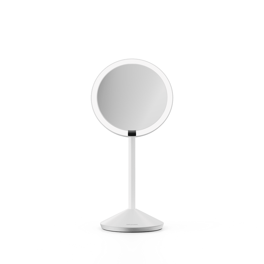 Simplehuman's Sensor Mirror Fold in White, front view.