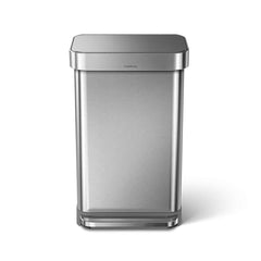 45L rectangular step can with liner pocket - brushed finish - front view