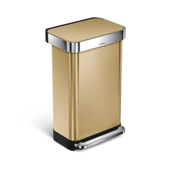 45L rectangular step can with liner pocket - brass finish - main image