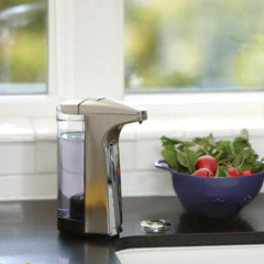 8 fl.oz. sensor pump - brushed finish - lifestyle on kitchen countertop