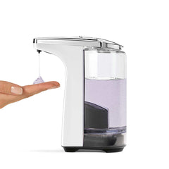 8 fl.oz. sensor pump - white plastic - lifestyle with hand image